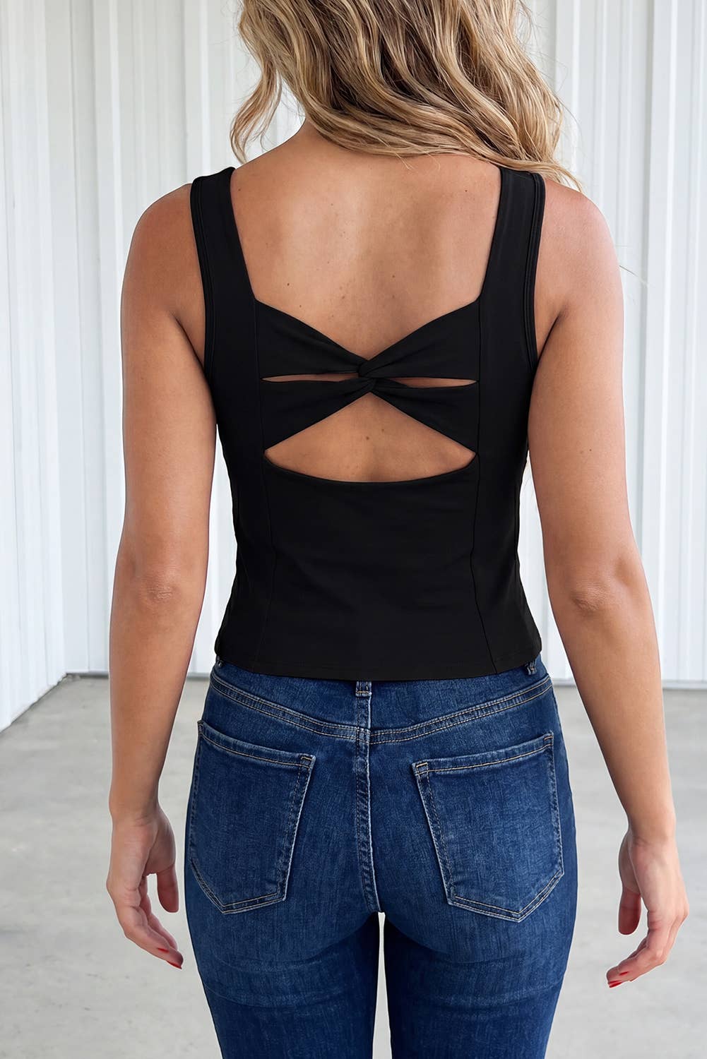 LAS  Solid Simple Back Cross Criss  Sheath Vest (S-XL): Black / M