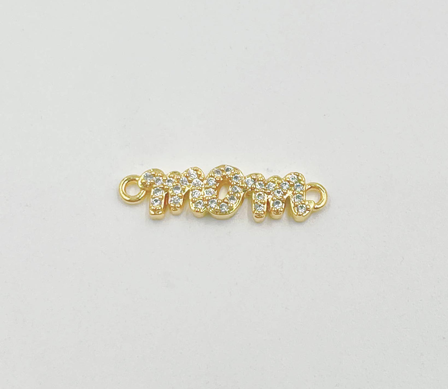 Micro Pave Mom Word Charm Connector in 18K Gold Filled CN394