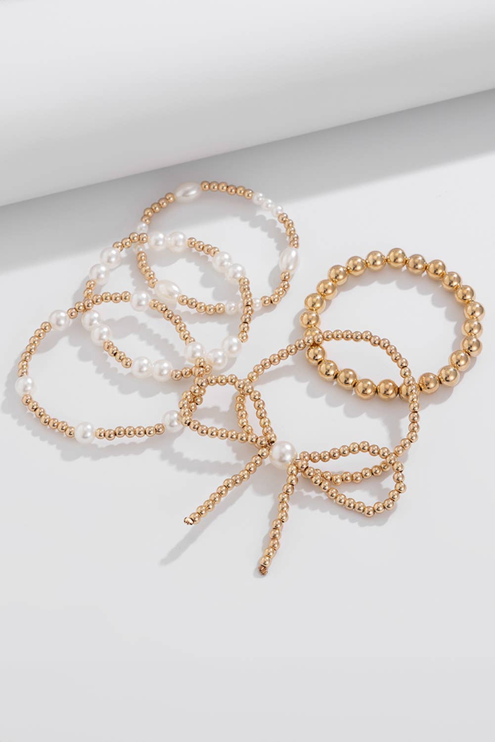 Valentine Bow Knot Pearl Beaded Bracelet Set
