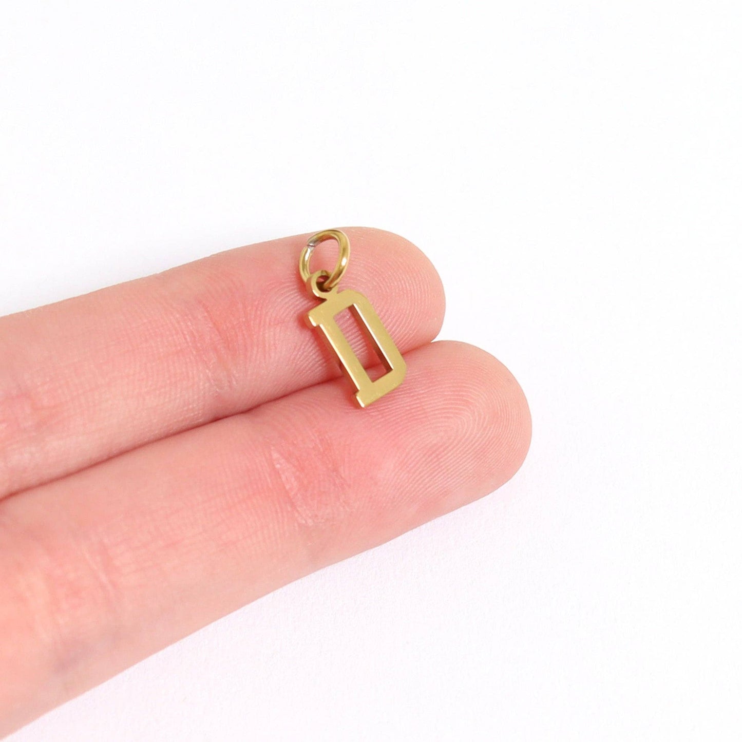 18K Gold PVD Stainless Steel Small Sport Letter Charm: C