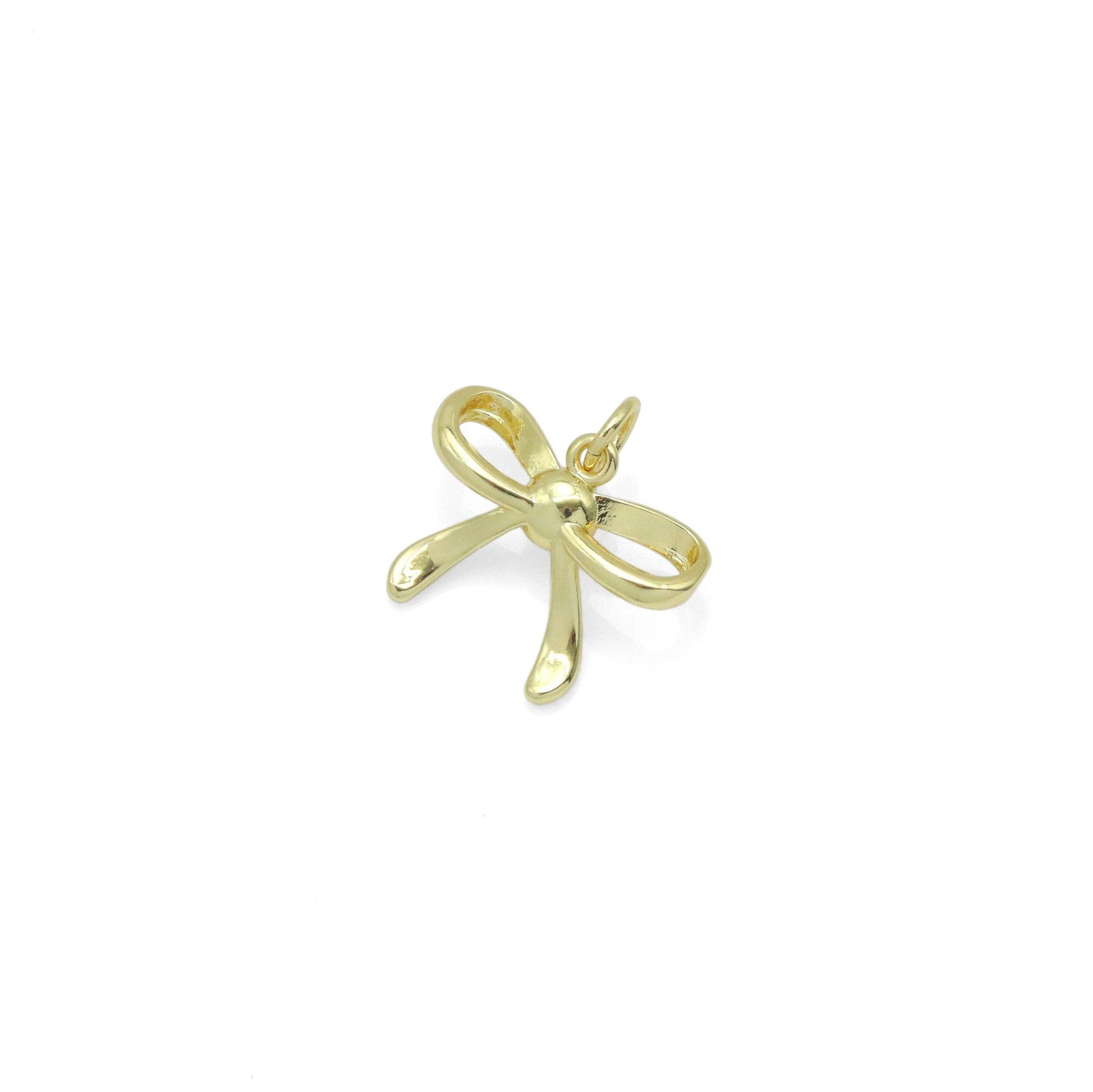 Gold White Pearl Bowknot Charm Pendant, Sku#LK963