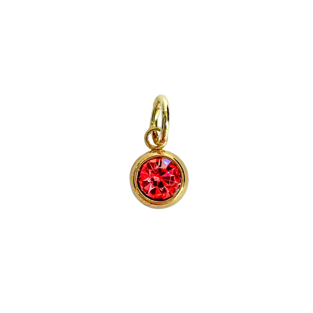 Birthstone Zircon Charm For Charm Necklace & Bracelet: Dark Red