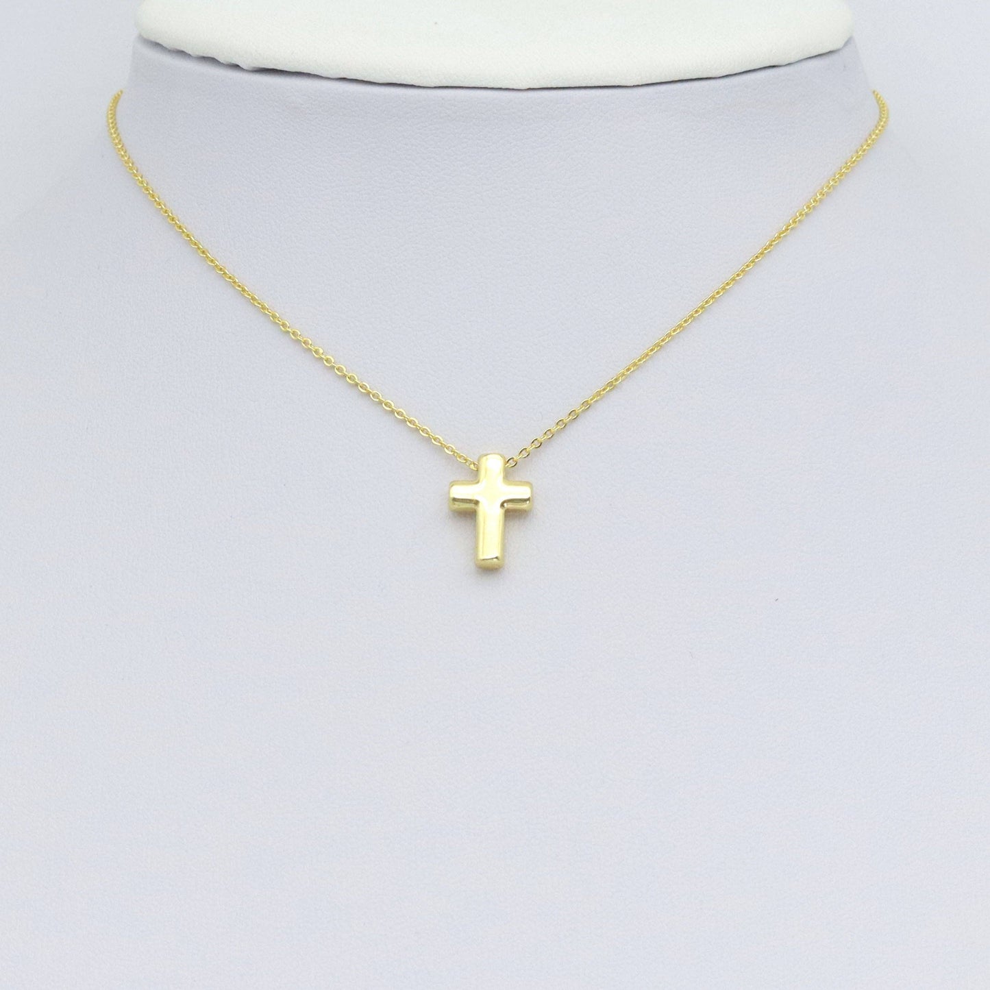 3D Gold Cross Shape Charm Pendant, Sku#LD675