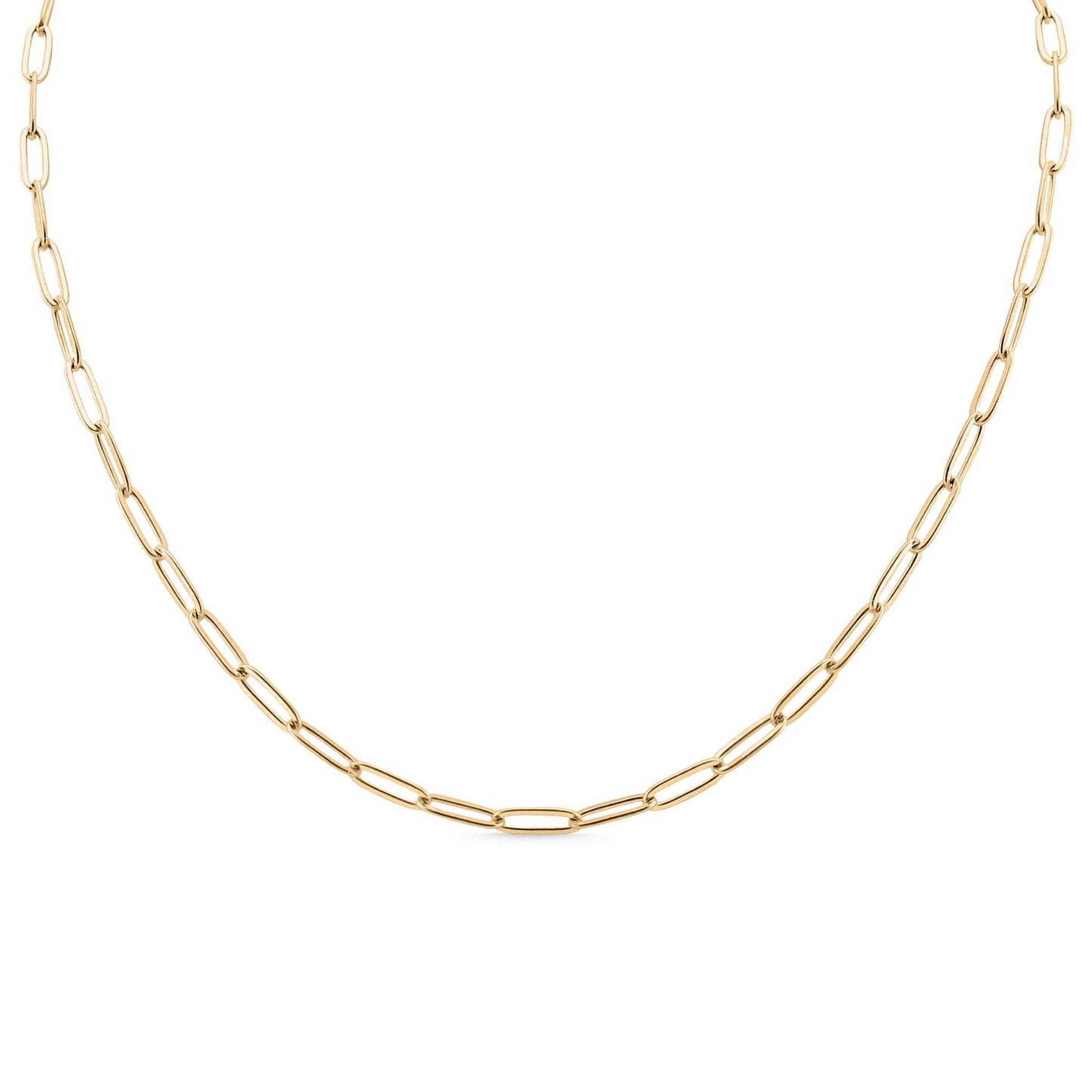 18K Gold Paperclip Chain Necklace: 14+02" / 4mm