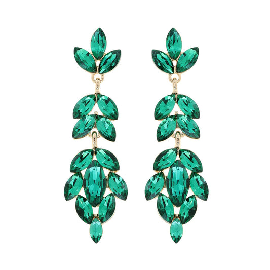 Gemstone Cluster Drop Earrings: Green eq317ggr