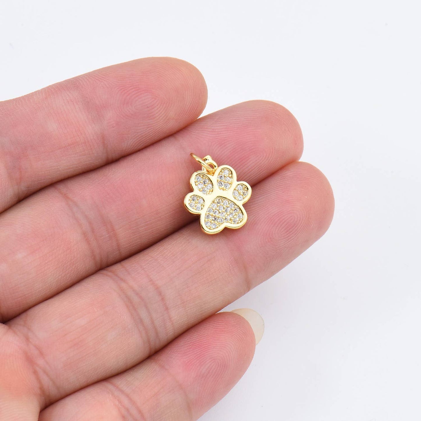 Gold Filled Paw Print Charm, Dog Cat Paw  Pendant CP1661: Gold