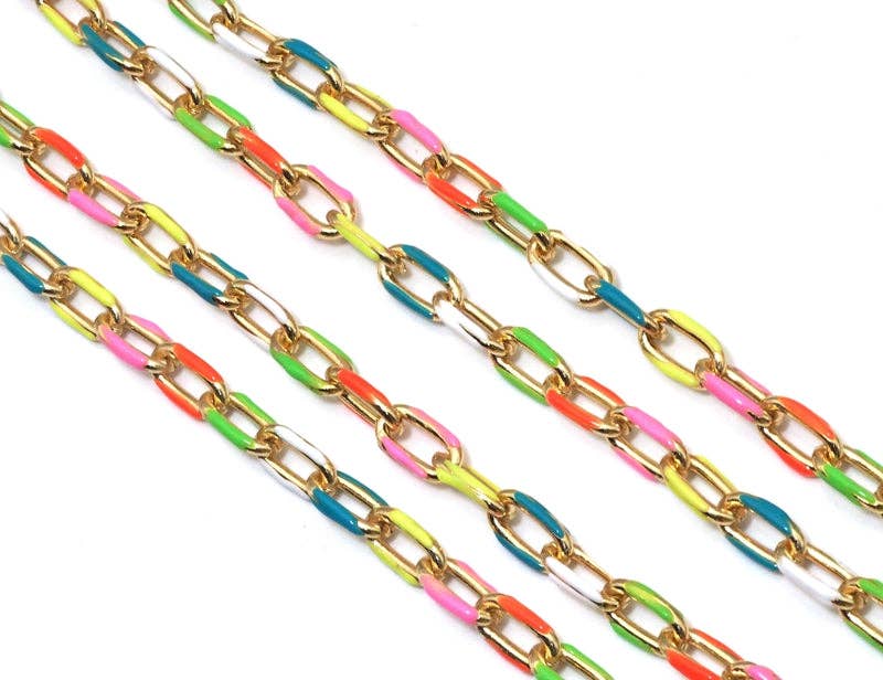 High Quality Colorful enamel Oval Link Chain by foot/Necklace,sku#HX07: 1 yard(=3ft)