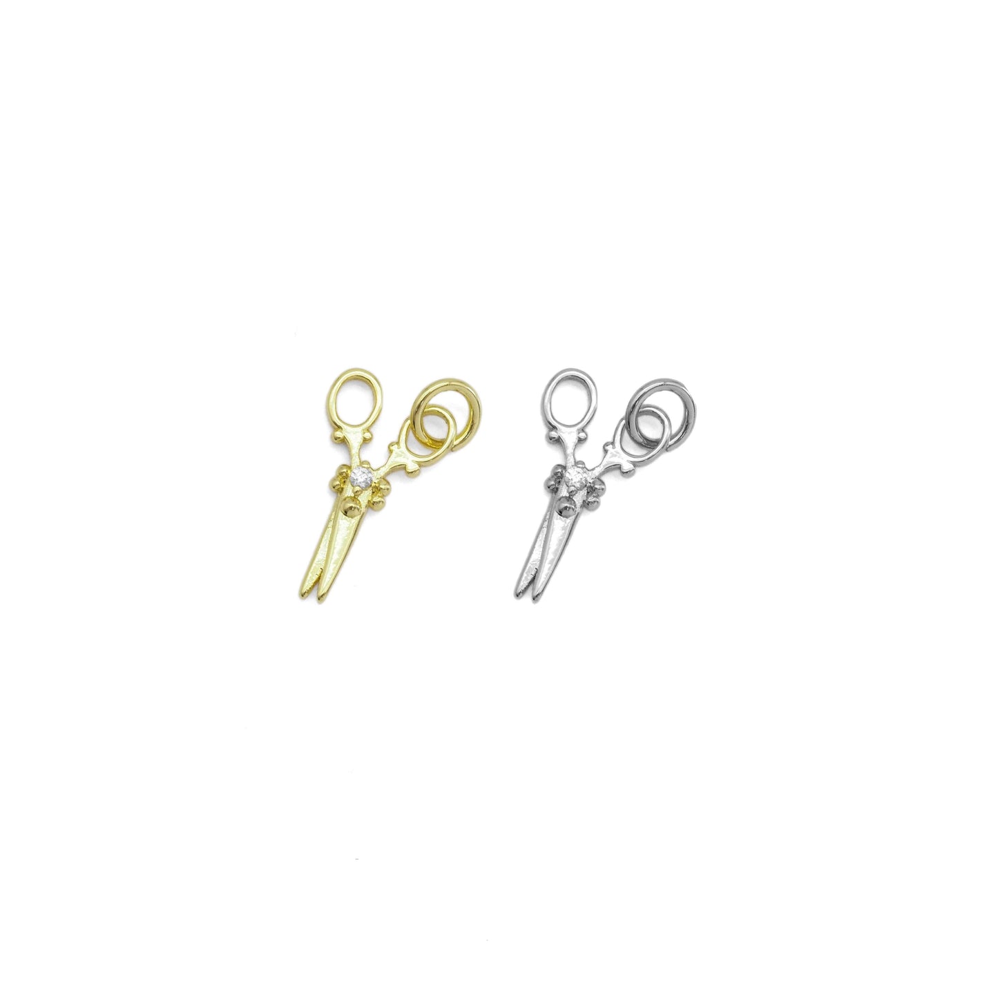 CZ Gold Scissor Charm, Sku#Y871: Gold