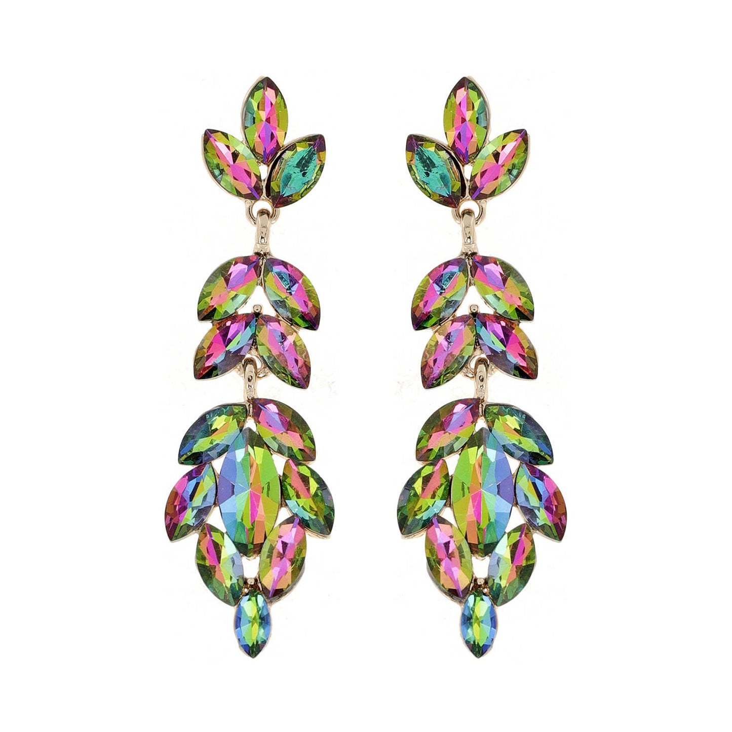 Gemstone Cluster Drop Earrings: Green eq317ggr