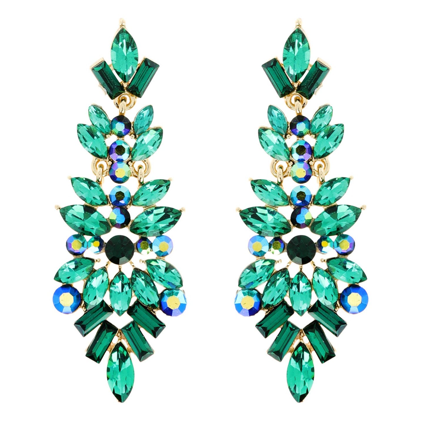 Gemstone Cluster Chandelier Earrings: Iridescent