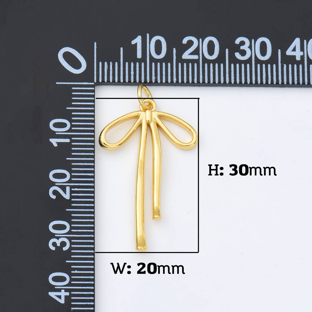 Gold Filled Ribbon Bow Minimalist Charm Pendant, CP1952