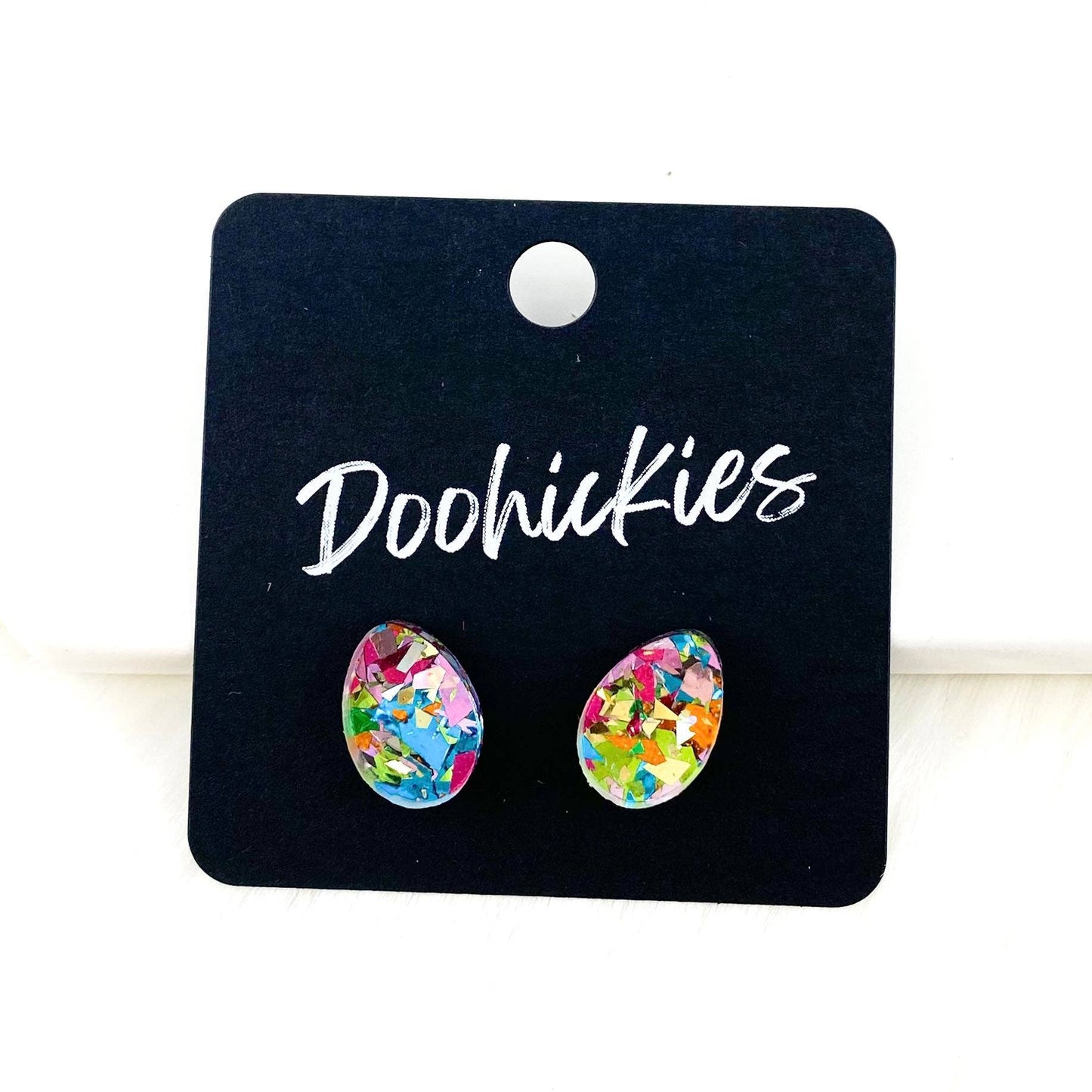 13mm Easter Eggs -Easter Earrings: Daisy Candy Confetti
