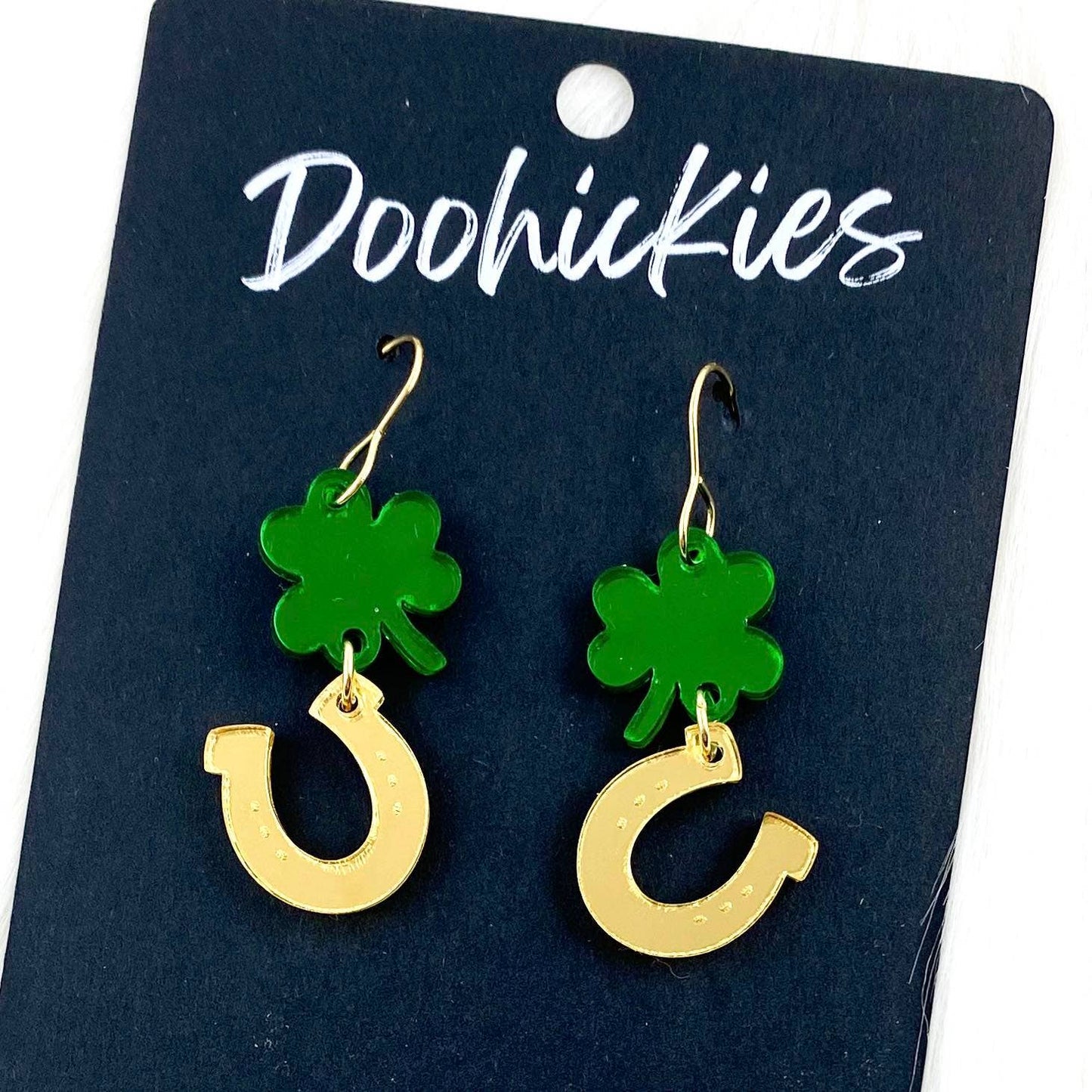 1.5" Lucky Charmz Drops -St. Paddy Acrylic Earrings