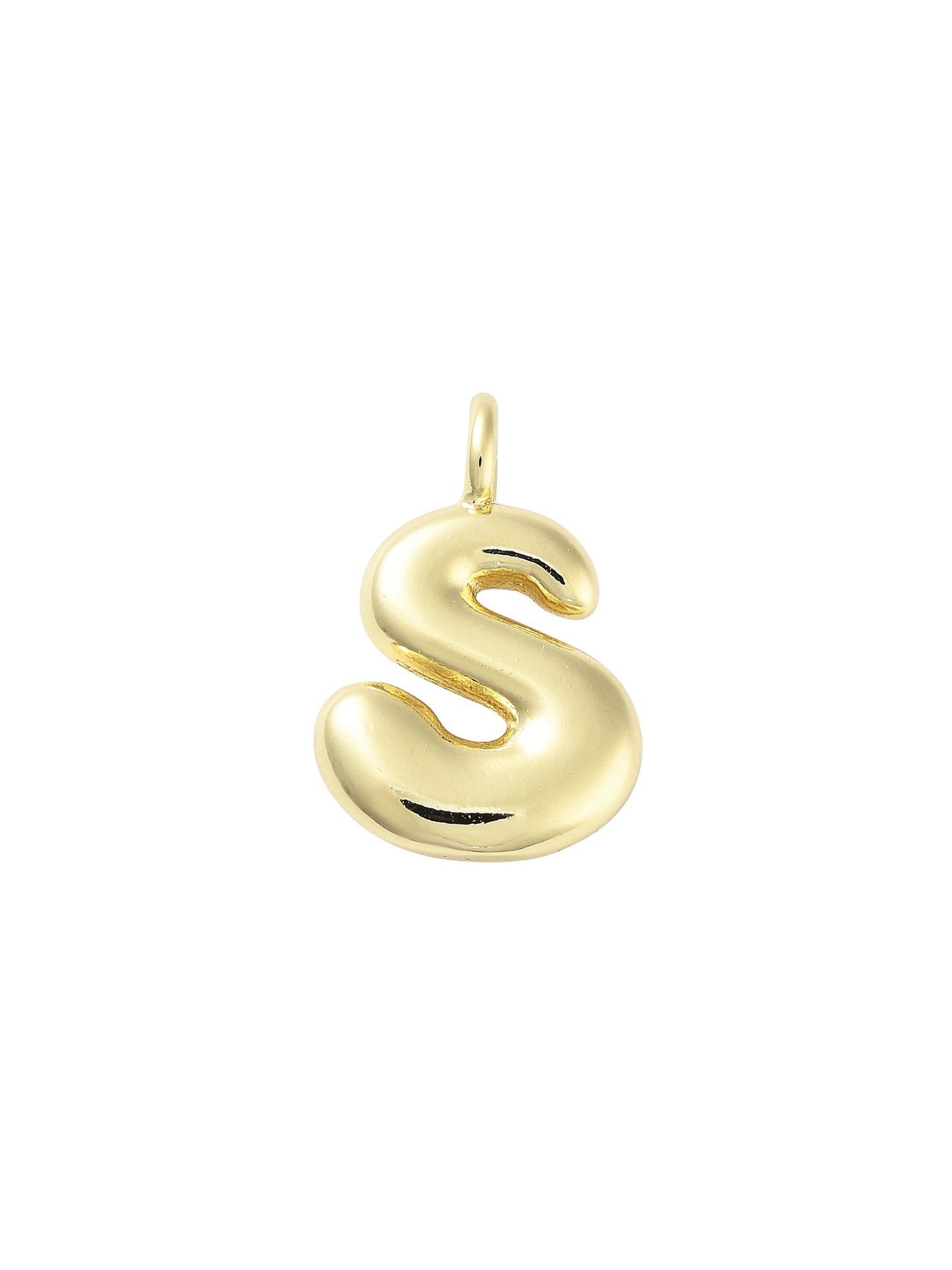 * Gold Bubble Letter "S" Charm