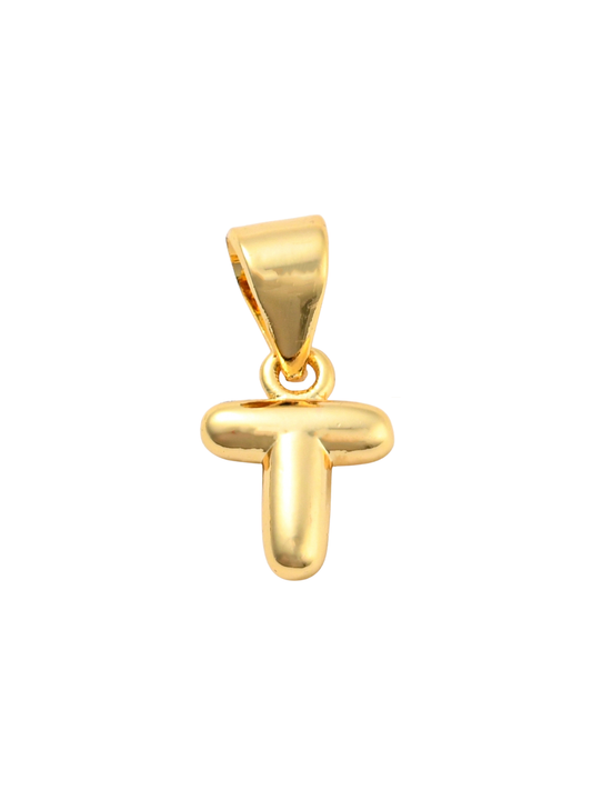 * Gold Mini 18K Bubble Letter "T" Charm