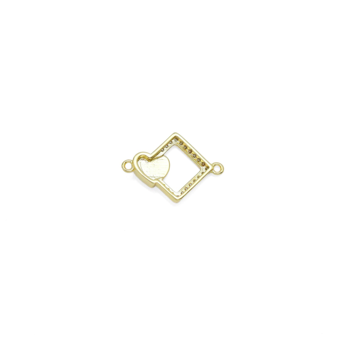 Clear CZ Heart Rhombus Diamond Connector Charm, Sku#WL1: Gold