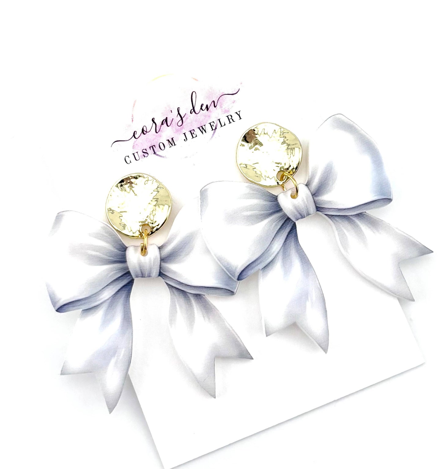 White Bow Earrings