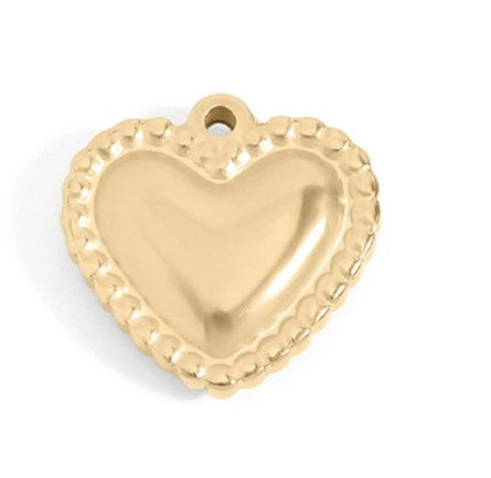 18K Gold PVD Stainless Steel Heart Charm Set: Gold