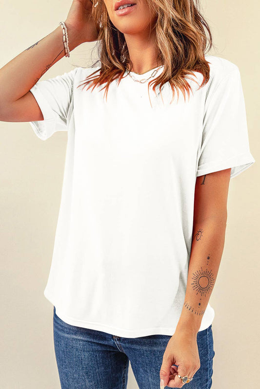 LDC Casual Plain Crew Neck Tee: Rose Red / S