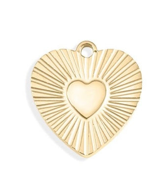 18K Gold PVD Stainless Steel Heart Charm Set: Gold