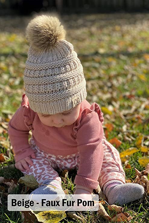 Infant Double Pom Beanie (Peach)