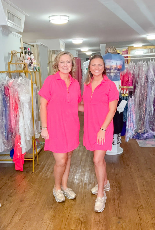 Ezra Textured Dress, Neon