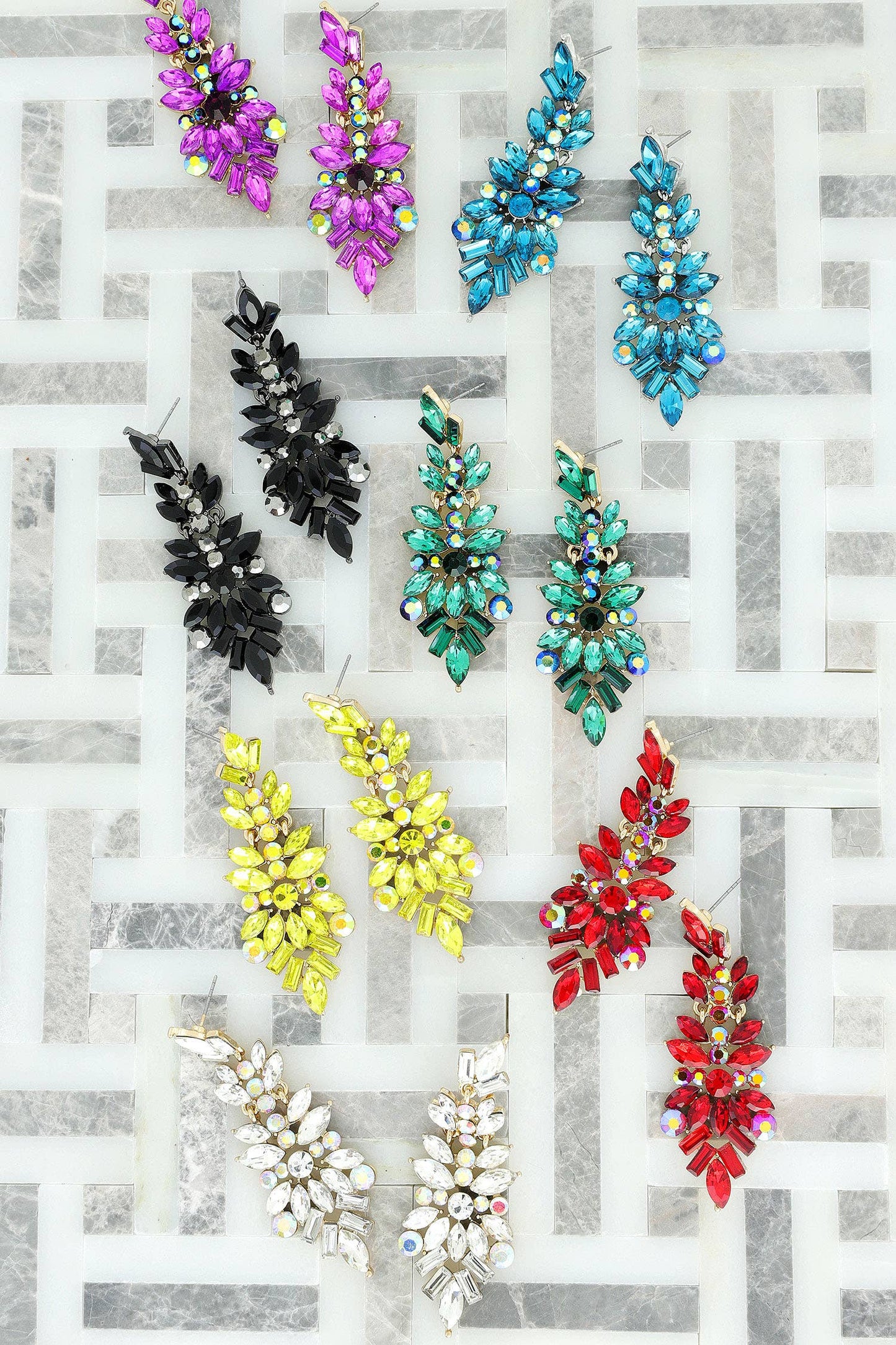 Gemstone Cluster Chandelier Earrings: Iridescent