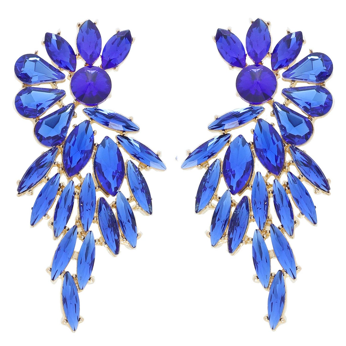 Rhinestone Crystal Petal Cluster Wings Drop Earrings: Fuchsia ey12110gfu