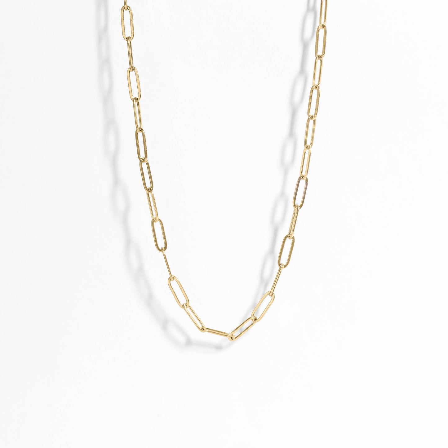 18K Gold Paperclip Chain Necklace: 14+02" / 4mm