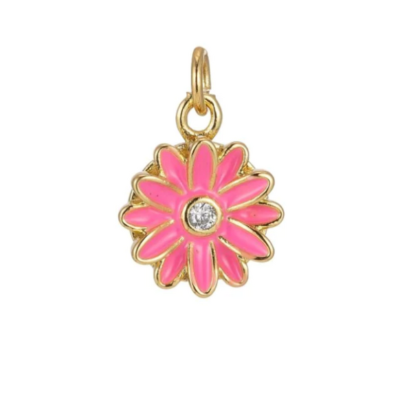 Pink Enamel Daisy Charm