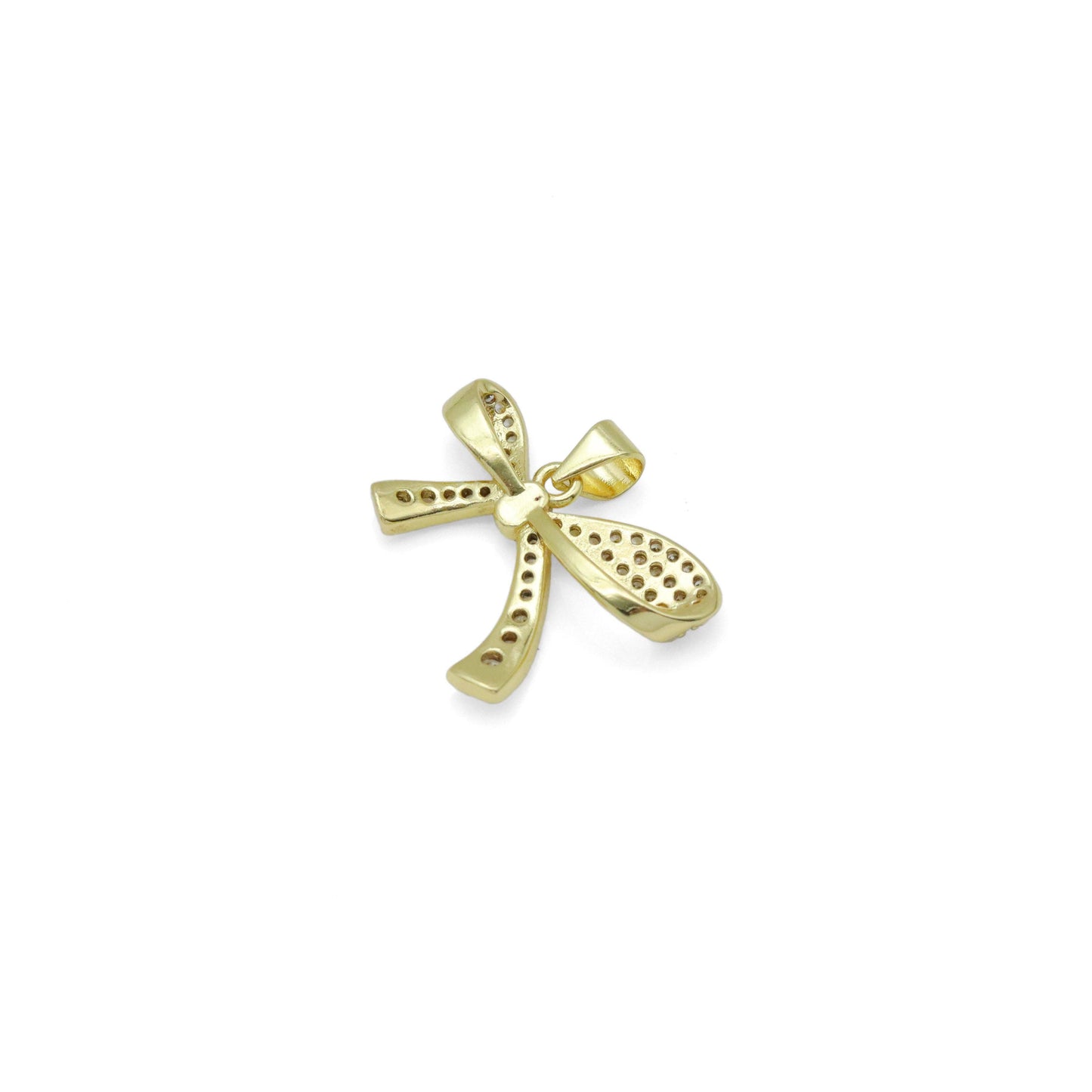 Gold Clear CZ Bowknot Charm Pendant, Sku#LK970