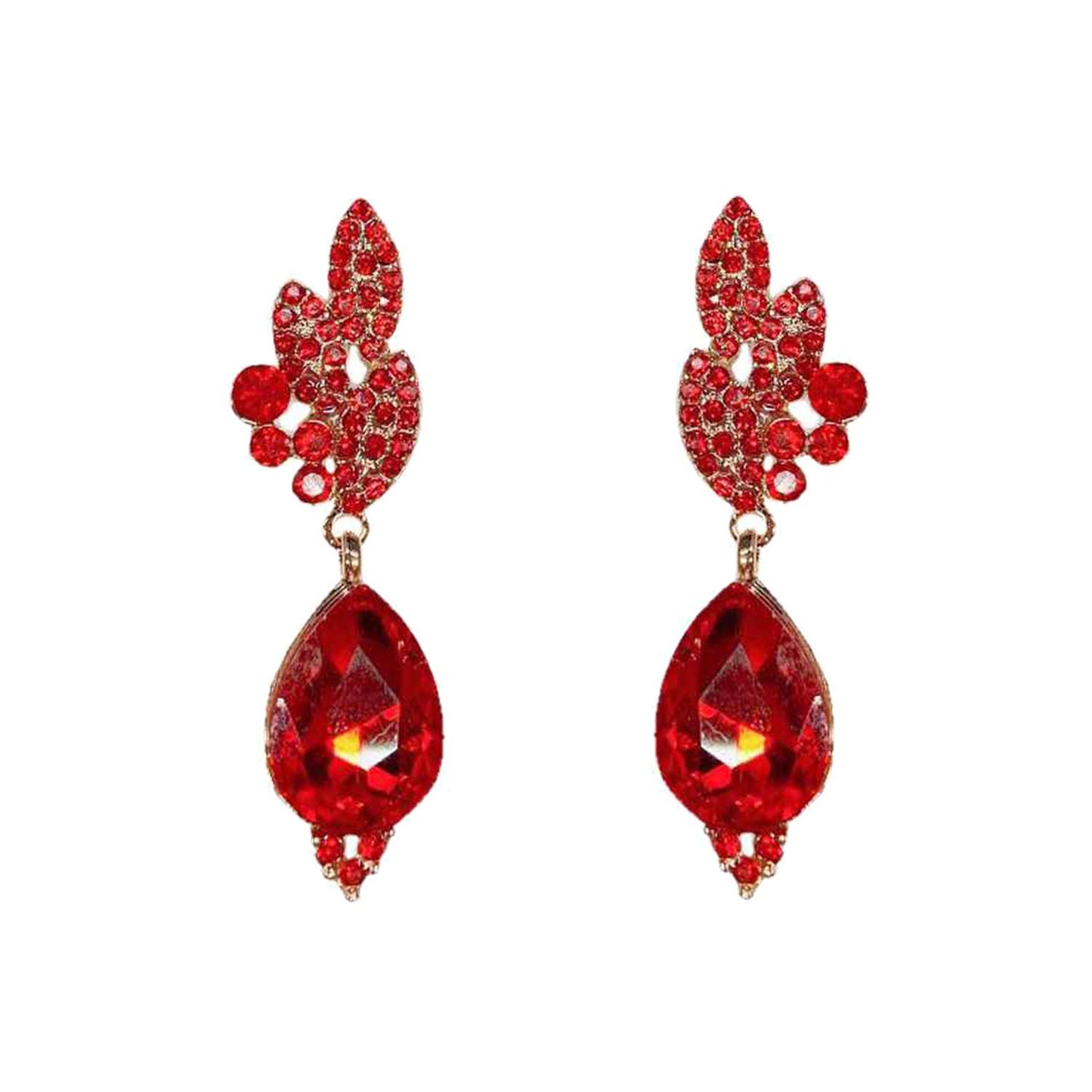 Rhinestone Cluster Teardrop Gem Evening Earrings: Fuchsia eq312gfu