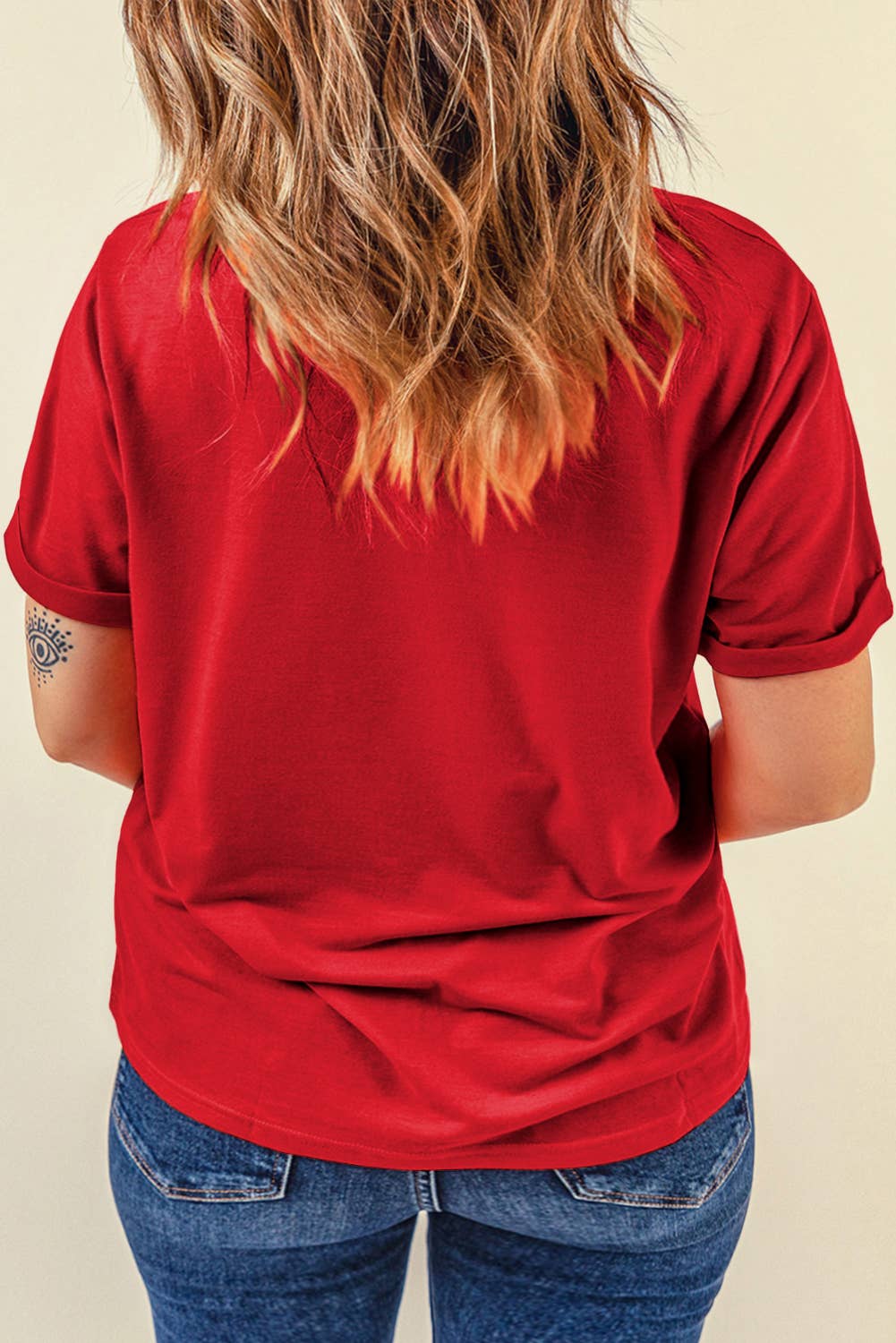 LDC Casual Plain Crew Neck Tee: Rose Red / 2XL