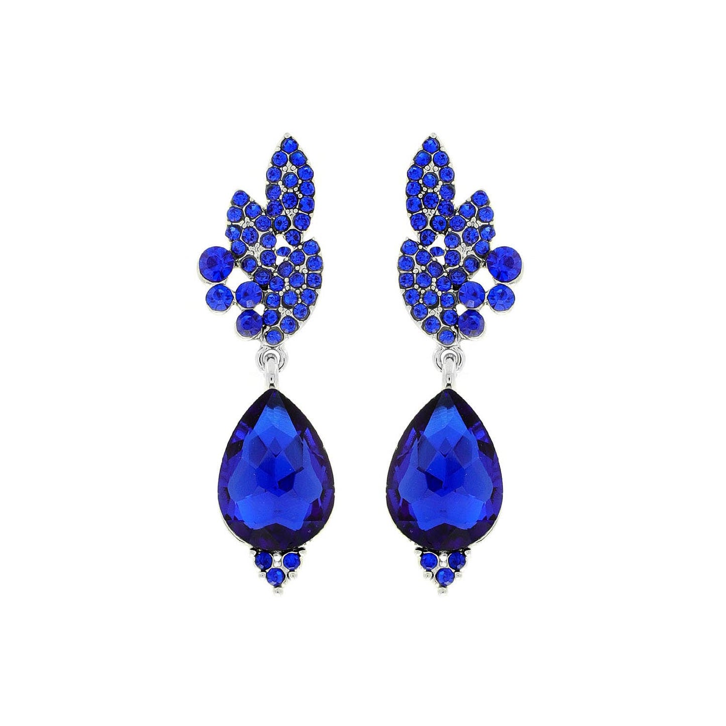 Rhinestone Cluster Teardrop Gem Evening Earrings: Royal Blue eq312rry