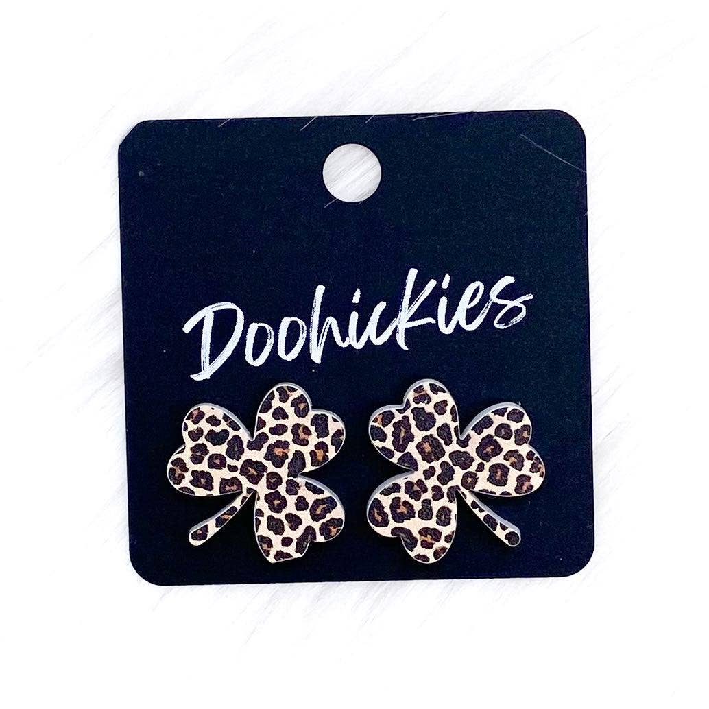 21mm Statement Shamrock Studs -St. Paddy Acrylic Earrings: St. Paddy's Glitter