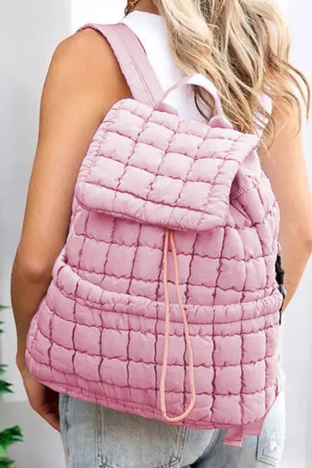 Miles Quilted Puffer Backpack: Pink / ONE SIZE