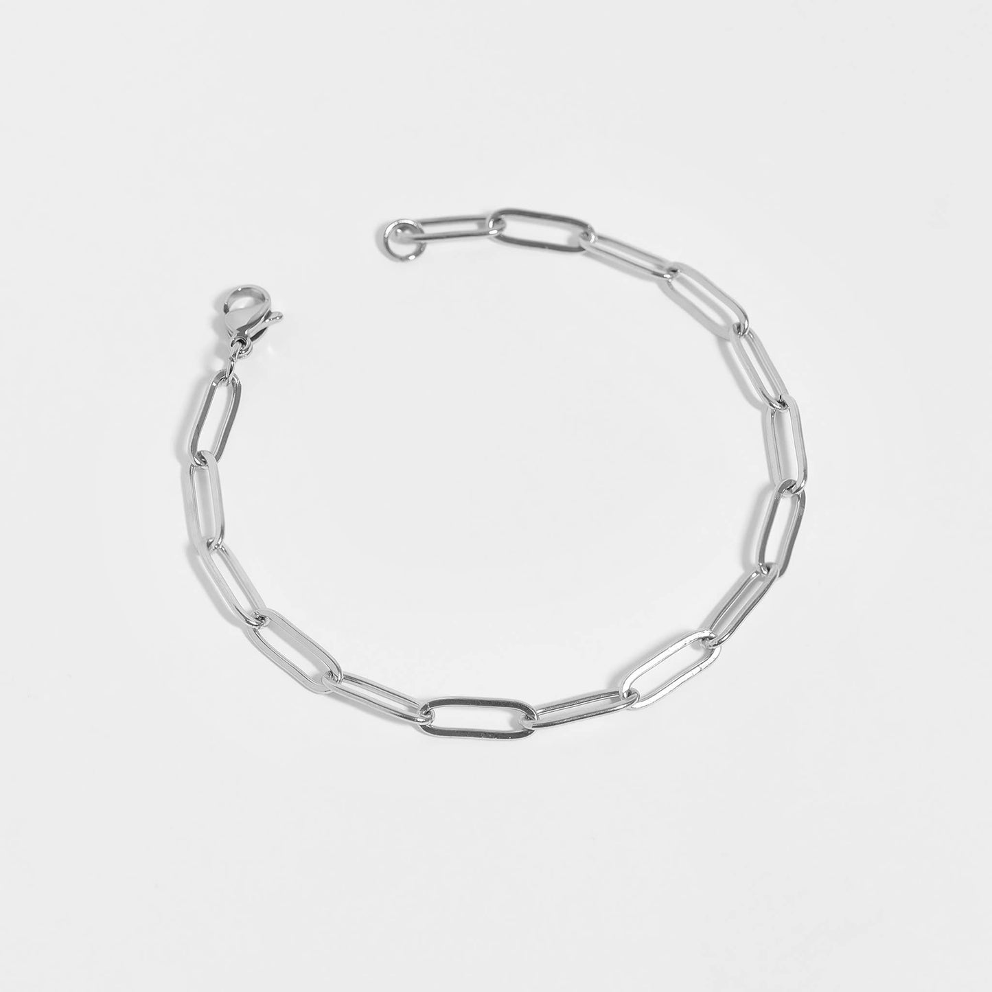 Stainless Steel Paperclip Chain Bracelet: Stainless / 7"