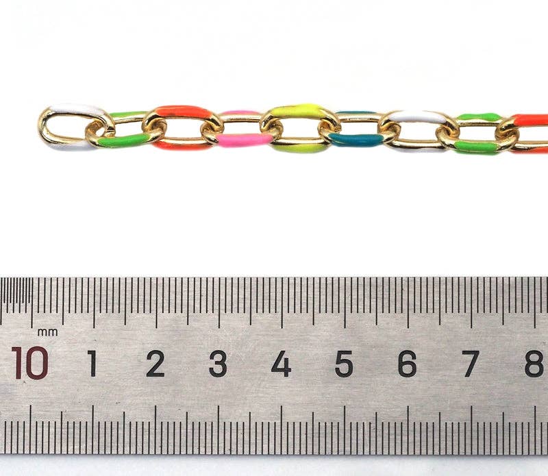 High Quality Colorful enamel Oval Link Chain by foot/Necklace,sku#HX07: 1 yard(=3ft)