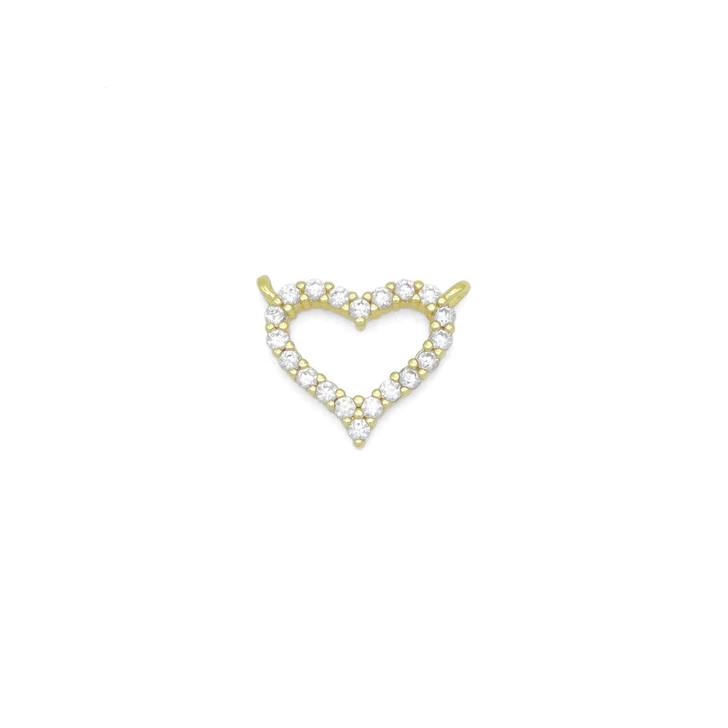 Clear CZ  Frame Heart Shape Charm Pendant, Sku#LK1048