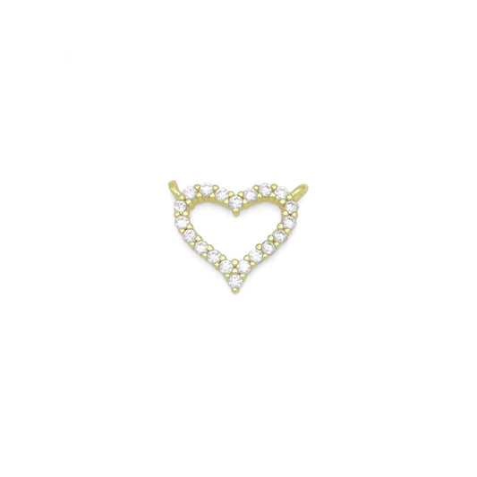 Clear CZ  Frame Heart Shape Charm Pendant, Sku#LK1048