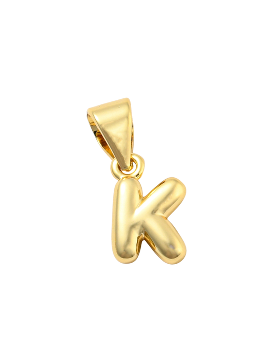 * Gold Mini 18K Bubble Letter "K" Charm