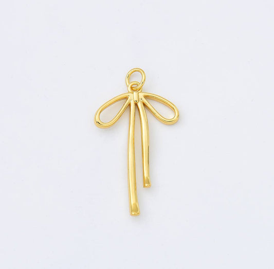 Gold Filled Ribbon Bow Minimalist Charm Pendant, CP1952