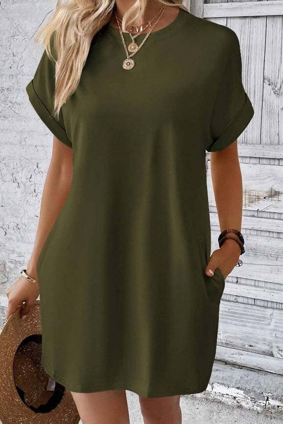 Weekend Casual T-Shirt Mini Dress: PURPLE / L