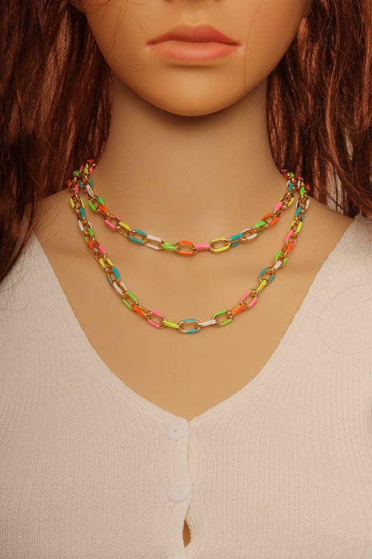 High Quality Colorful enamel Oval Link Chain by foot/Necklace,sku#HX07: 1 yard(=3ft)