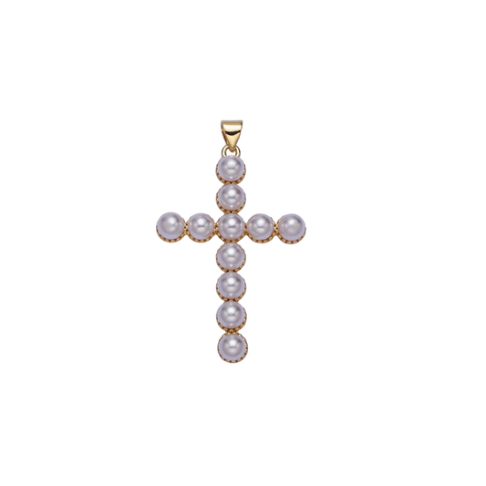 Pearl Cross Charm