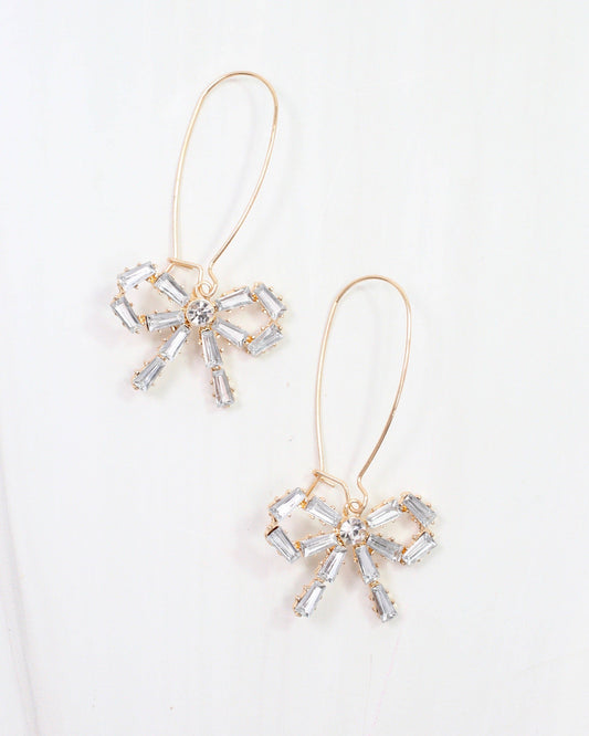 Fresno Crystal Bow Earring Gold: Default