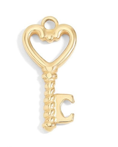 18K Gold PVD Stainless Steel Heart Charm Set: Gold