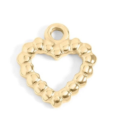 18K Gold PVD Stainless Steel Heart Charm Set: Gold