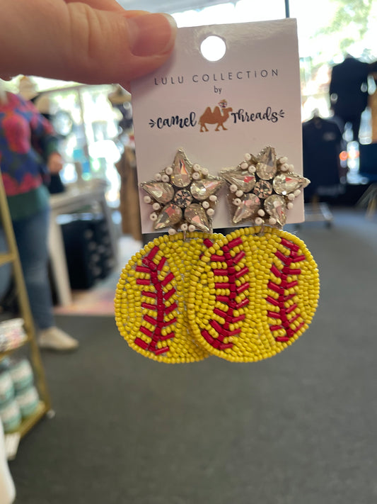 Beaded Softball Earrings