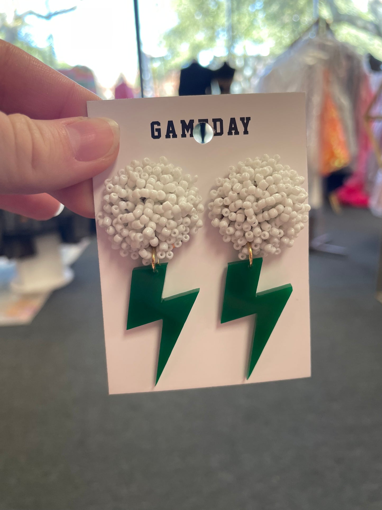 Lightning Earrings, Green